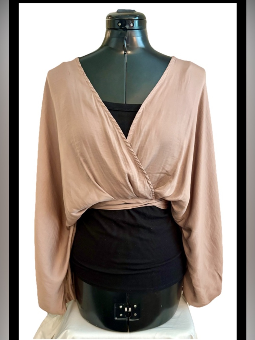 Lilyful Women’s Oversized Wrap Top Dark Beige  Size S